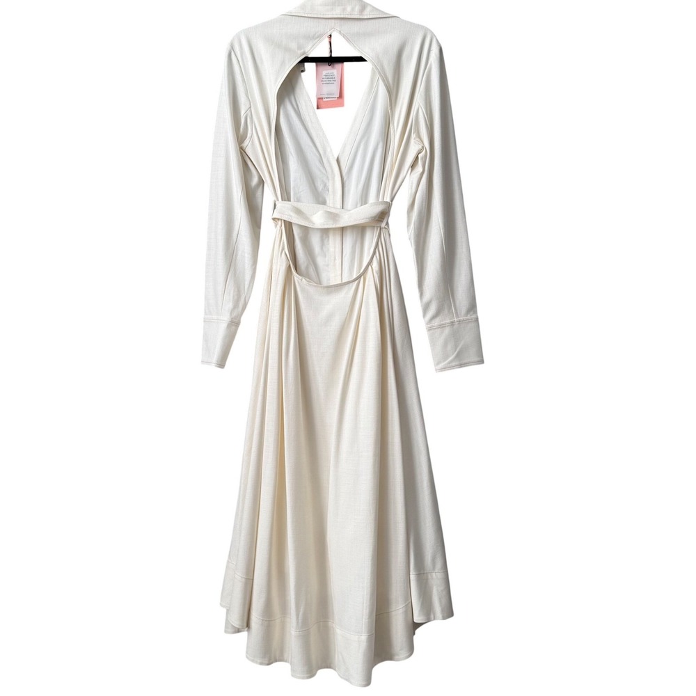 Cult Gaia Nyle Belted Cut-Out Shirtdress Off White Midi XL 10/12 NWT Euro Resort - Picture 6 of 14